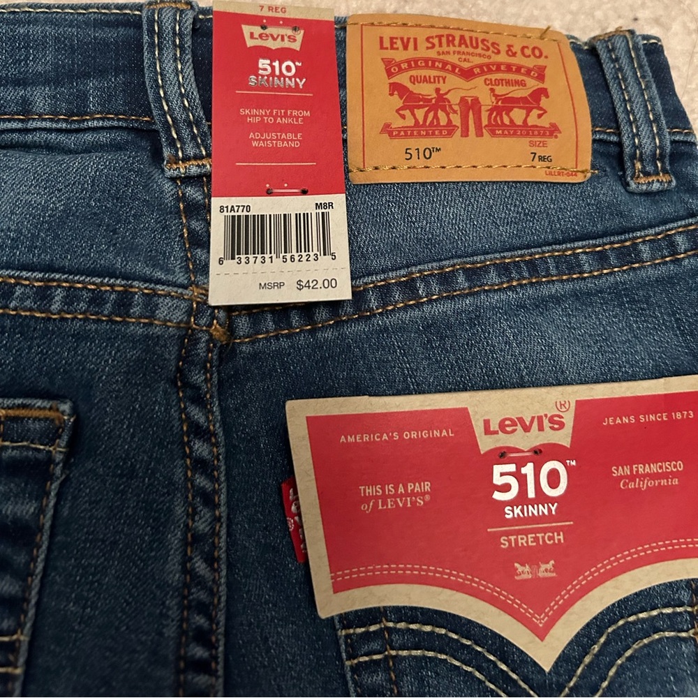 Levi’s 510 Skinny Stretch Blue Denim Jeans 7 Regular - Picture 5 of 6